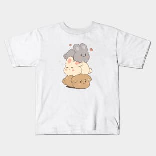 Cute Bunny Stack Kids T-Shirt